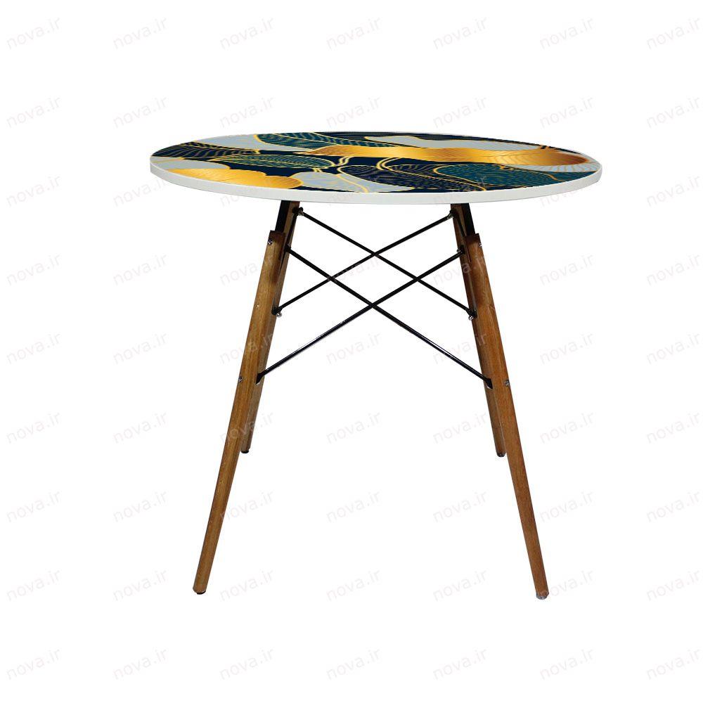 عکس محصول میز تک ناهارخوری مدل ایفلی طرح گلد لیوز کد GLD-05