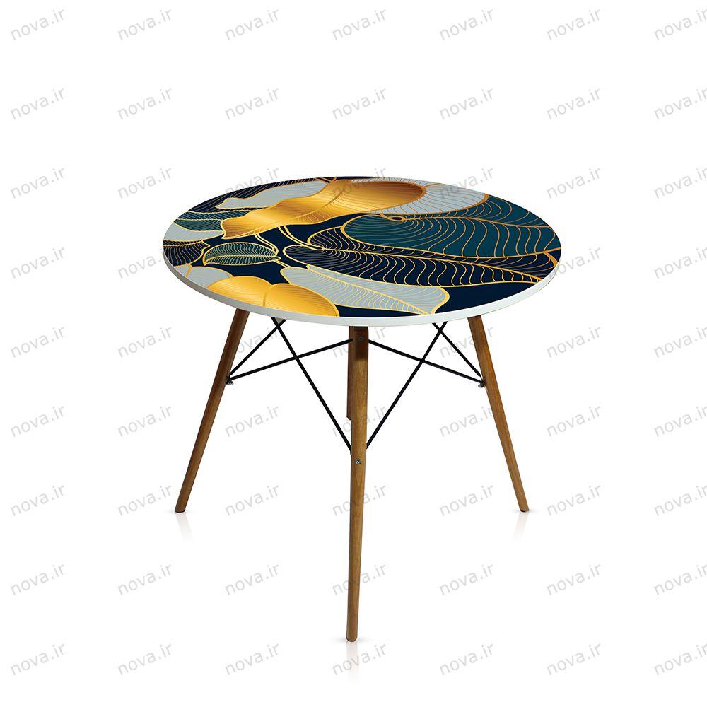 عکس محصول میز تک ناهارخوری مدل ایفلی طرح گلد لیوز کد GLD-05