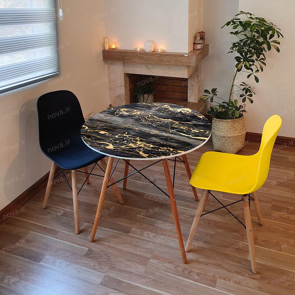 عکس محصول میز تک ناهارخوری مدل ایفلی طرح بلک ماربل کد GLD-06