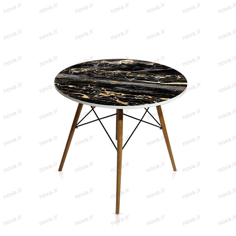 عکس محصول میز تک ناهارخوری مدل ایفلی طرح بلک ماربل کد GLD-06