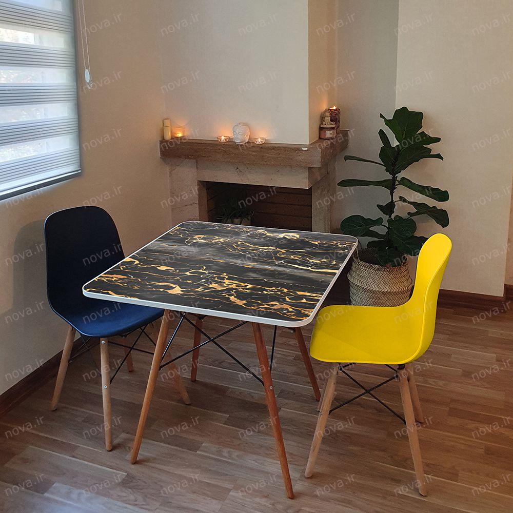 عکس محصول میز تک ناهارخوری مدل ایفلی طرح بلک ماربل کد GLD-06