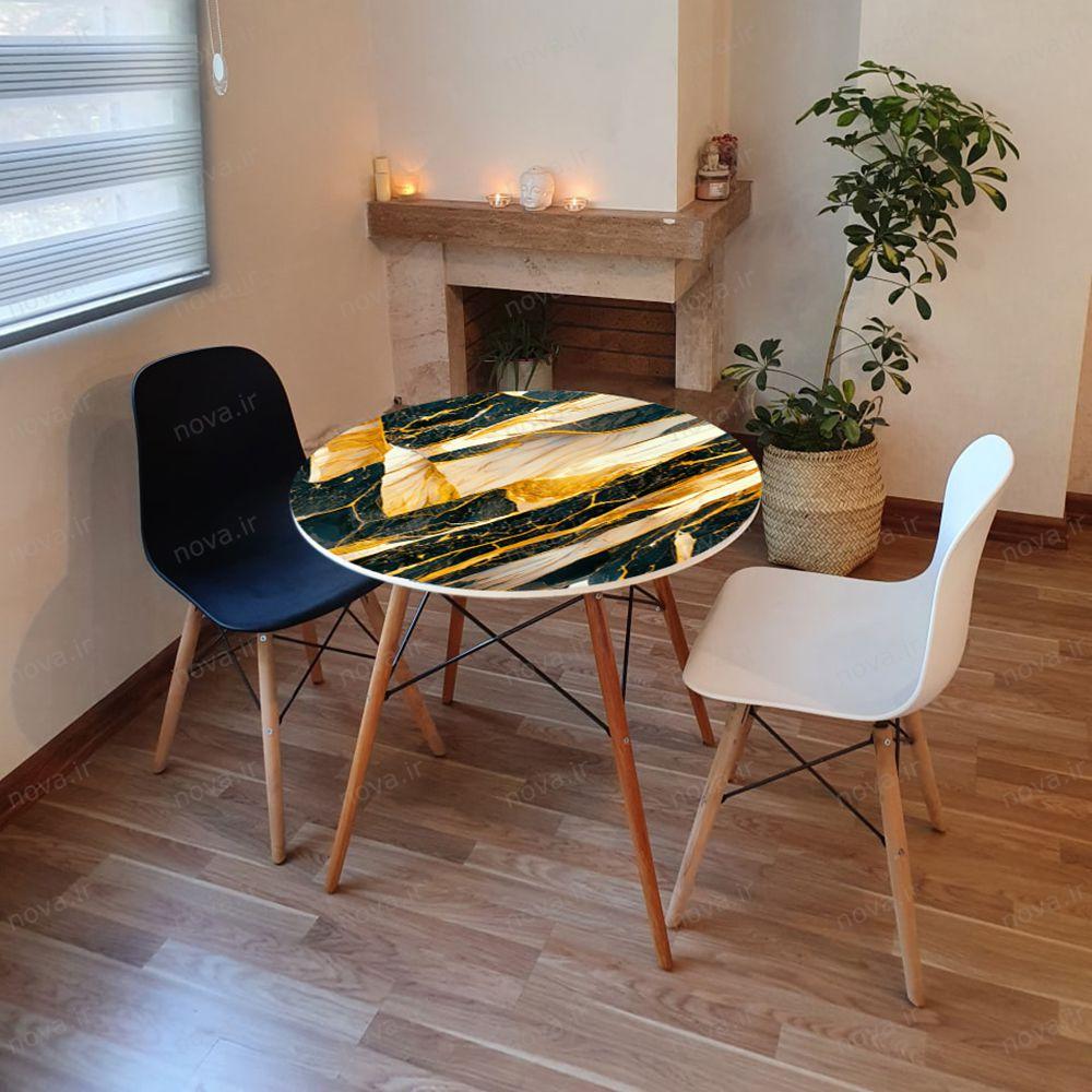 عکس محصول میز تک ناهارخوری مدل ایفلی طرح گلد ماربل کد GLD-18