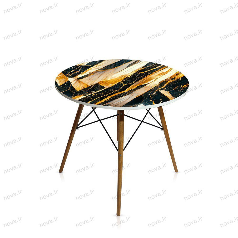 عکس محصول میز تک ناهارخوری مدل ایفلی طرح گلد ماربل کد GLD-18