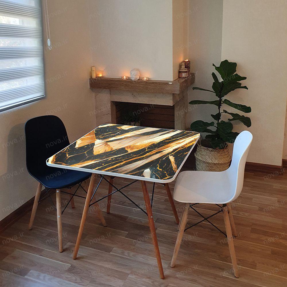 عکس محصول میز تک ناهارخوری مدل ایفلی طرح گلد ماربل کد GLD-18