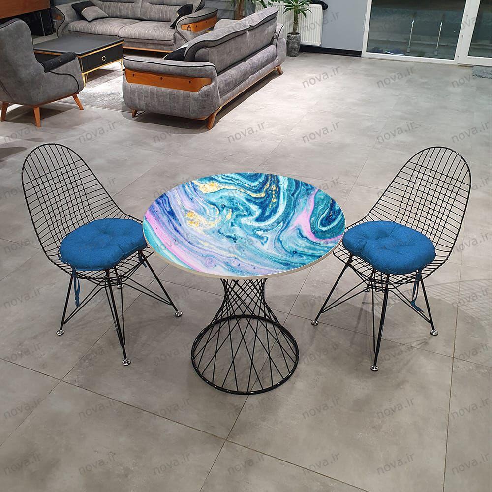 عکس محصول میز ناهارخوری مدل برتویا طرح واترکالر کد GLD-02