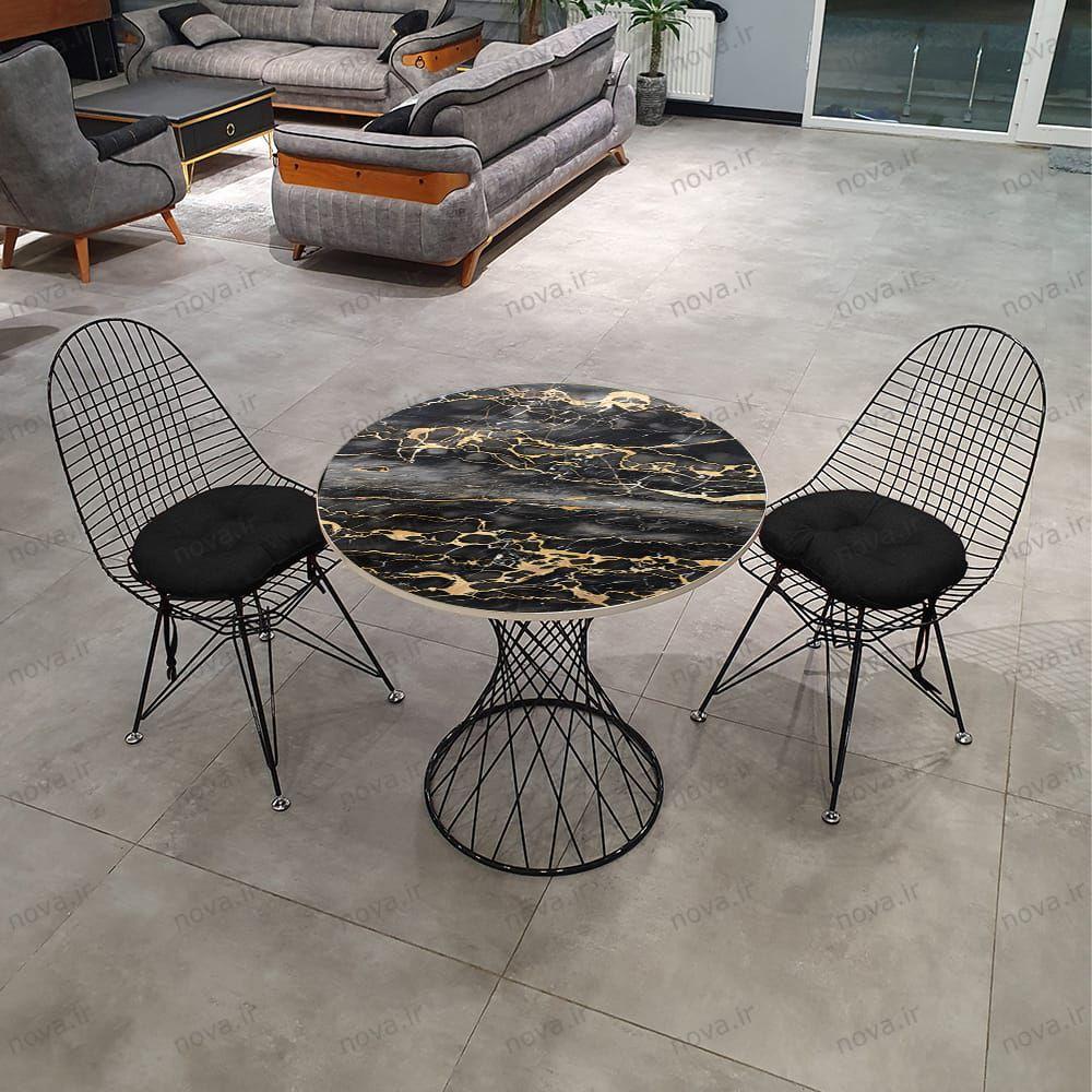عکس محصول میز ناهارخوری مدل برتویا طرح بلک ماربل کد GLD-06