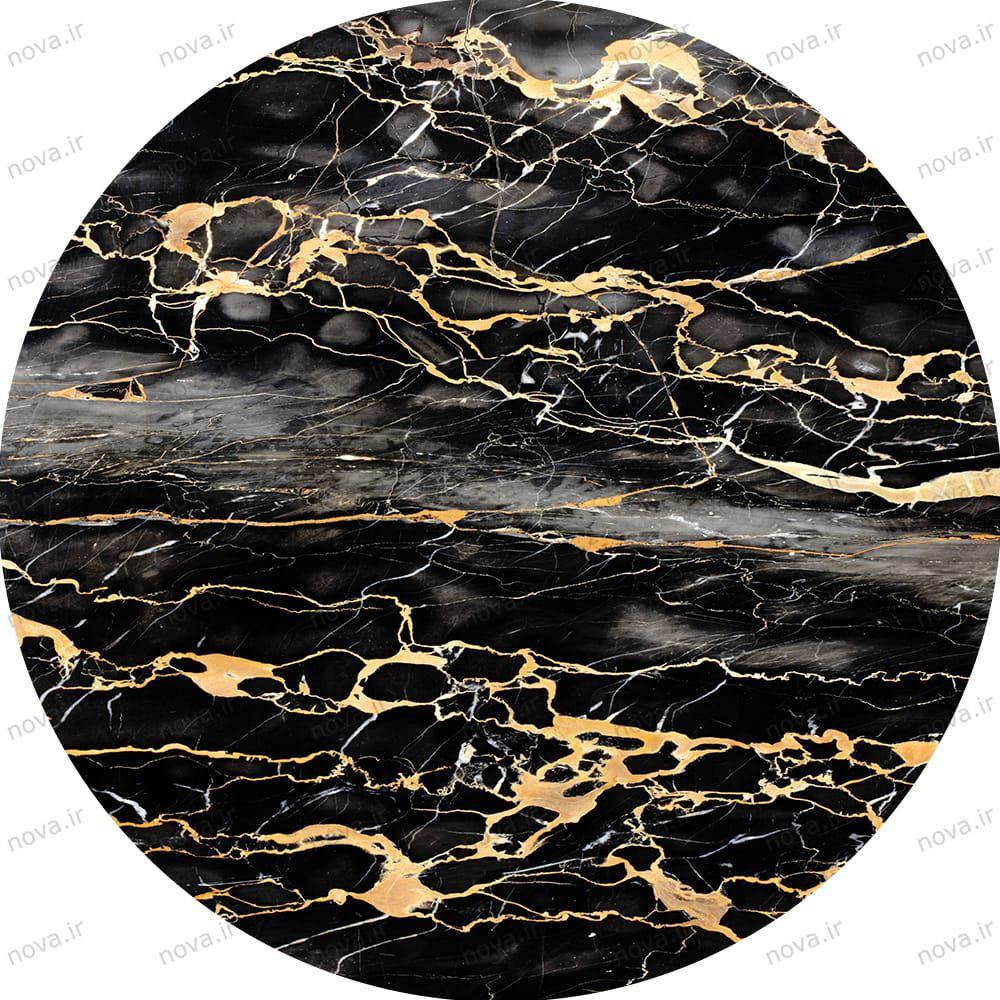 عکس محصول میز ناهارخوری مدل برتویا طرح بلک ماربل کد GLD-06