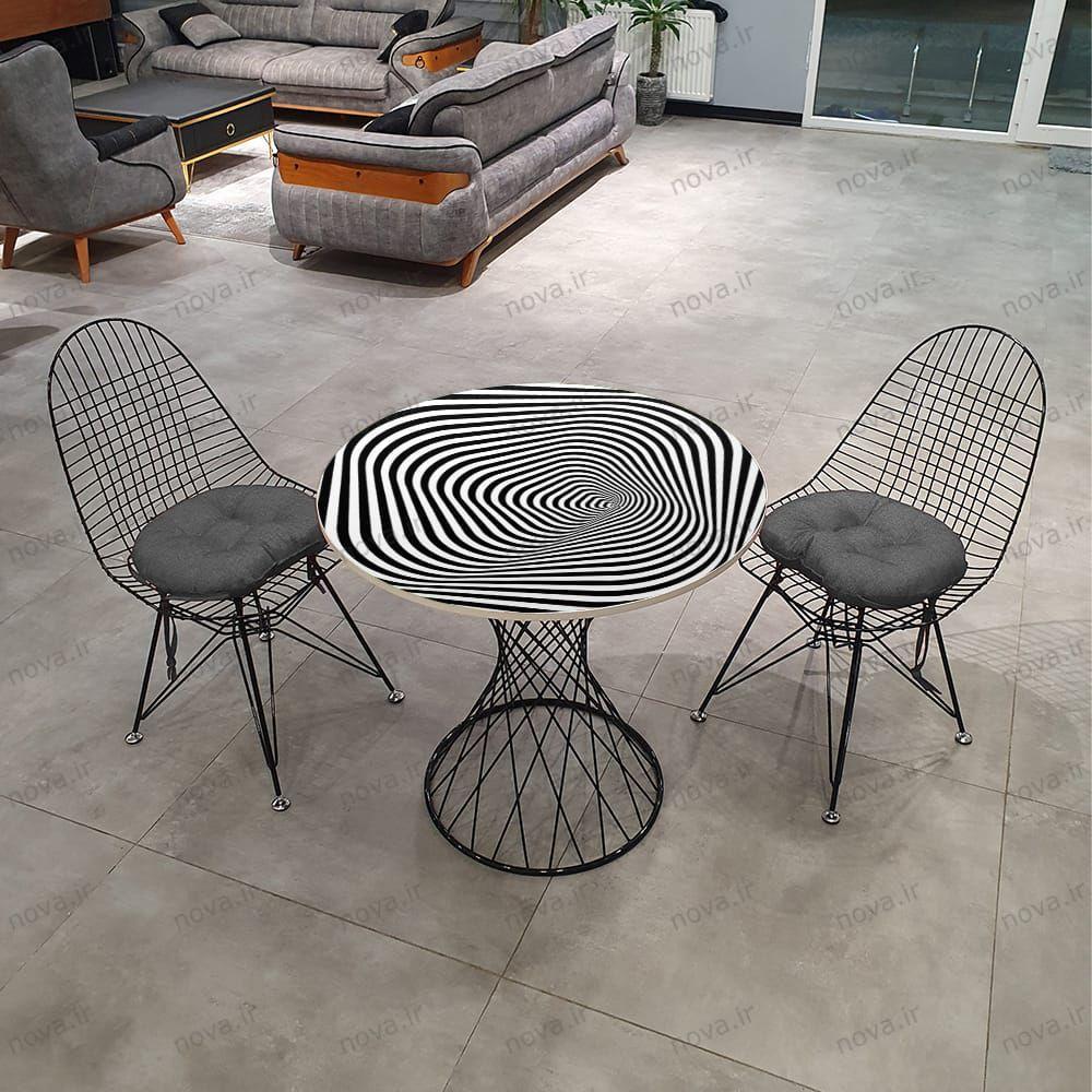 عکس محصول میز ناهارخوری مدل برتویا طرح اسپیرال کد GLD-10