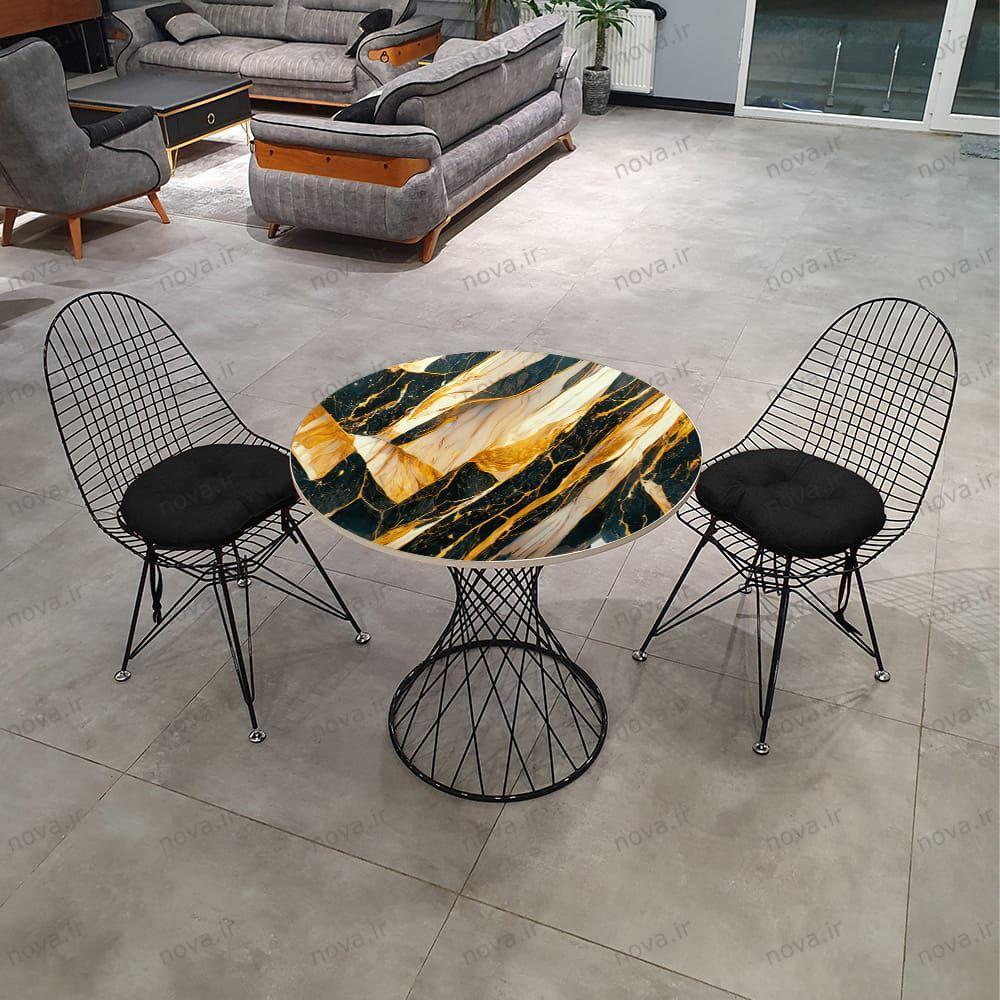 عکس محصول میز ناهارخوری مدل برتویا طرح گلد ماربل کد GLD-18