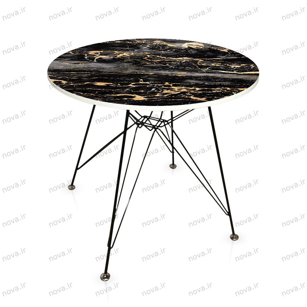 عکس محصول میز ناهار خوری پایه فلزی مدل اسپایدر پرو  طرح بلک ماربل کد GLD-06