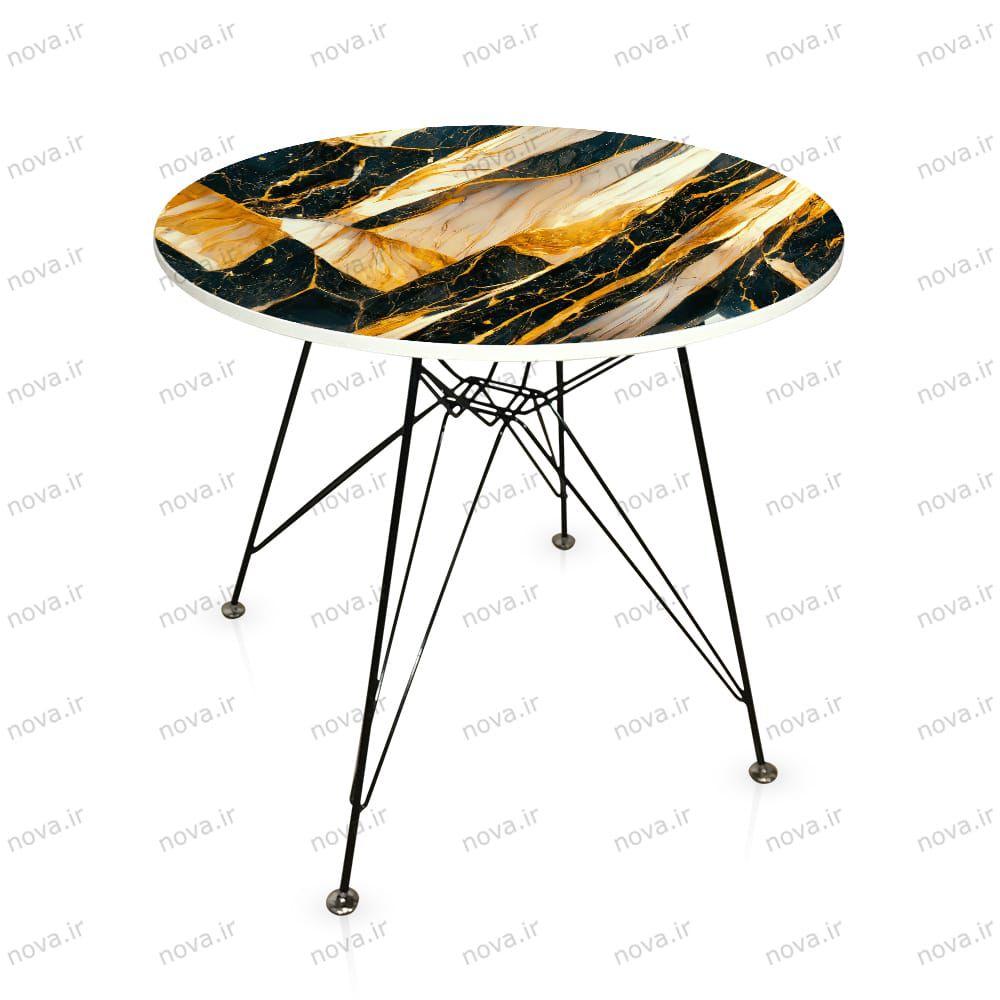عکس محصول میز ناهار خوری پایه فلزی مدل اسپایدر پرو طرح گلد ماربل کد GLD-18