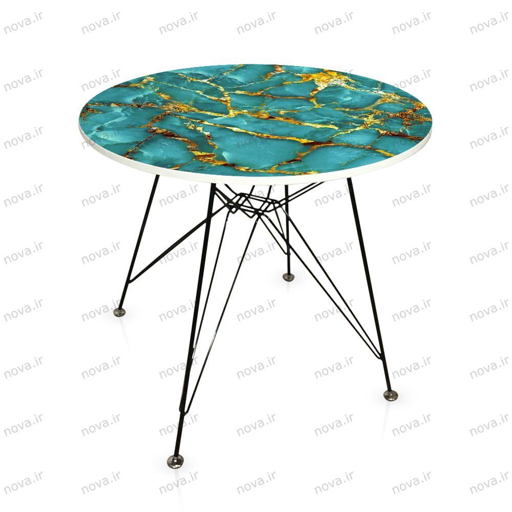 عکس محصول میز ناهار خوری پایه فلزی مدل اسپایدر پرو  طرح بولو ماربل کد GLD-07