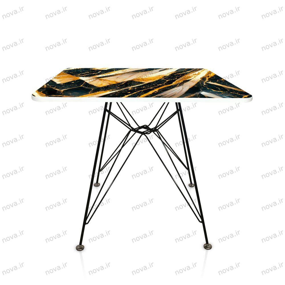عکس محصول میز ناهار خوری پایه فلزی مدل اسپایدر پرو طرح گلد ماربل کد GLD-18