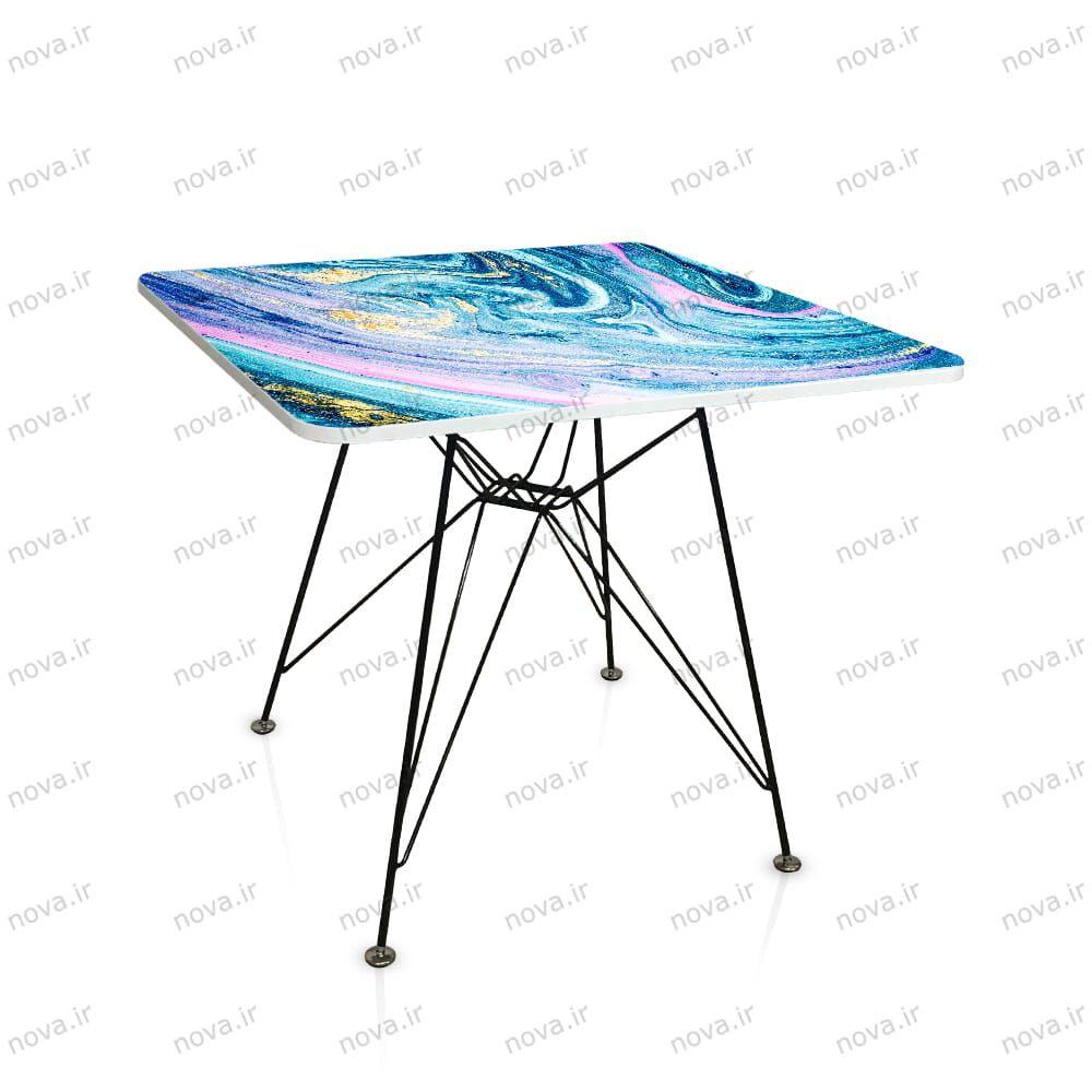 عکس محصول میز ناهار خوری پایه فلزی مدل اسپایدر پرو طرح واترکالر کد GLD-02