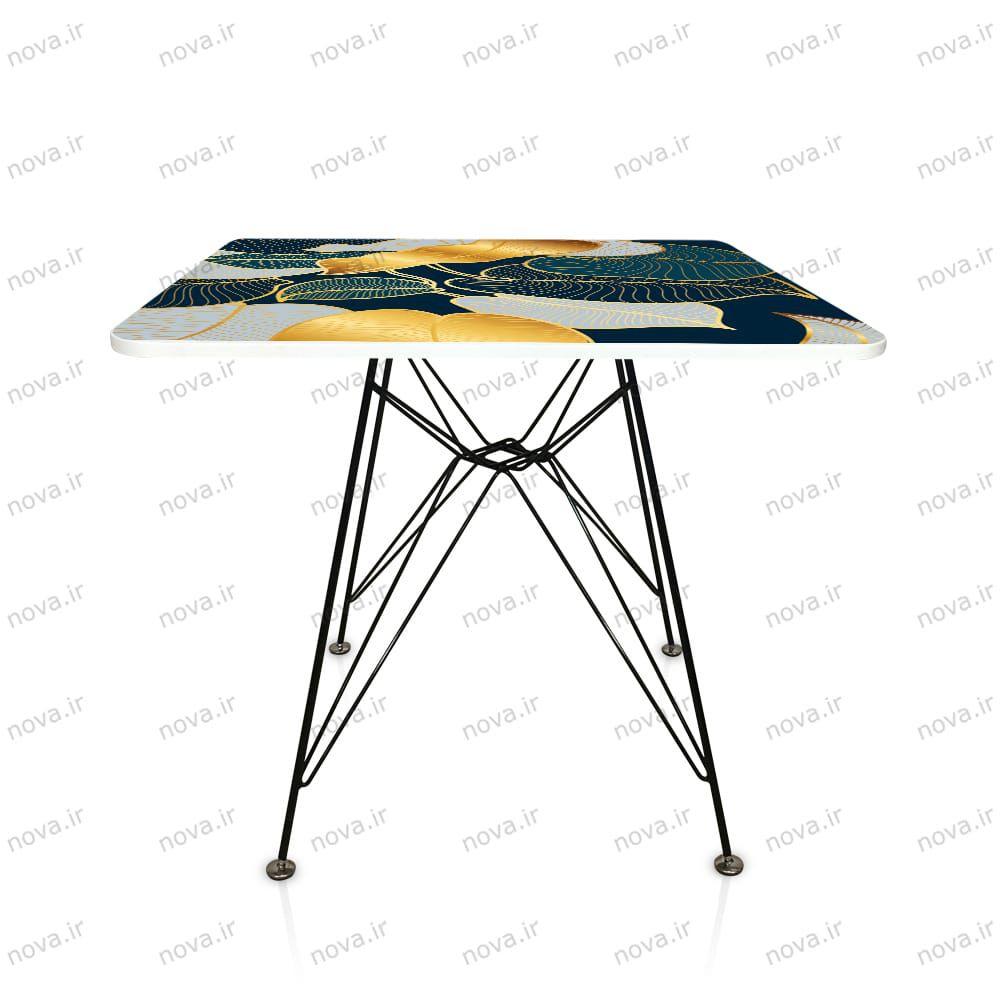 عکس محصول میز ناهار خوری پایه فلزی مدل اسپایدر پرو طرح گلد لیوز کد GLD-05
