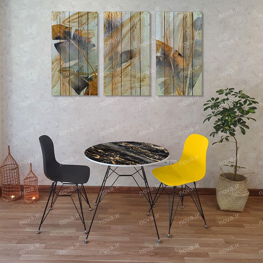 عکس محصول میز تک ناهارخوری مدل اسپایدر طرح بلک ماربل کد GLD-06