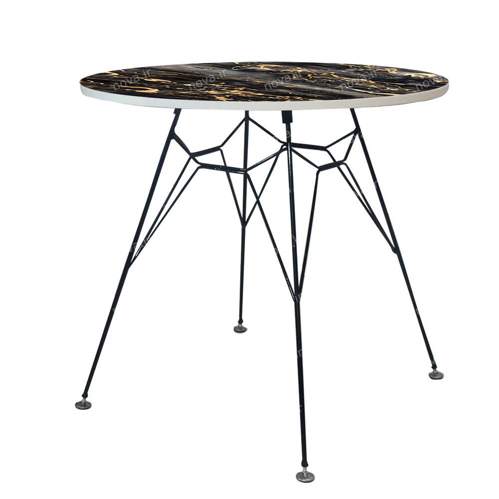 عکس محصول میز تک ناهارخوری مدل اسپایدر طرح بلک ماربل کد GLD-06