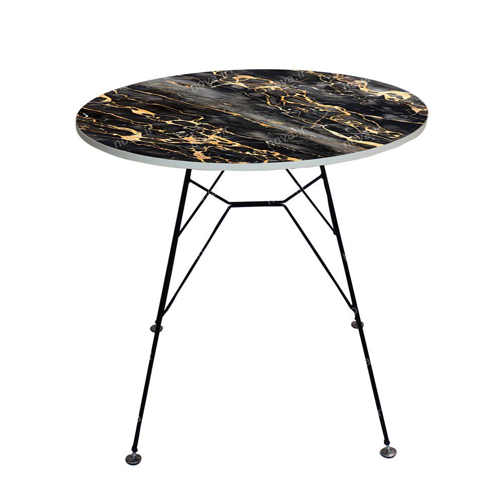 عکس محصول میز تک ناهارخوری مدل اسپایدر طرح بلک ماربل کد GLD-06