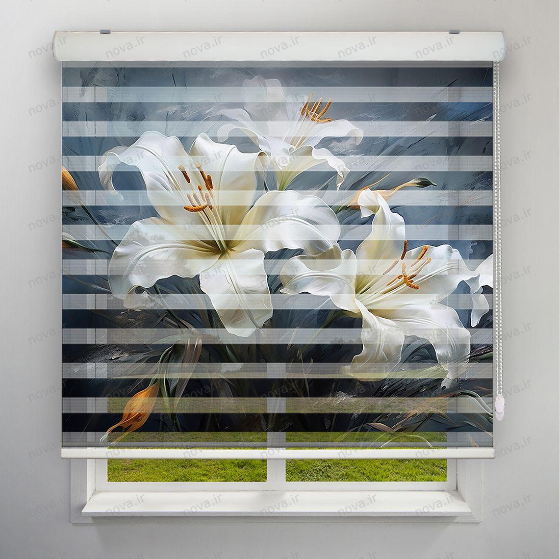 عکس محصول پرده زبرا تصویری طرح 4K گل وحشی کد FLW36