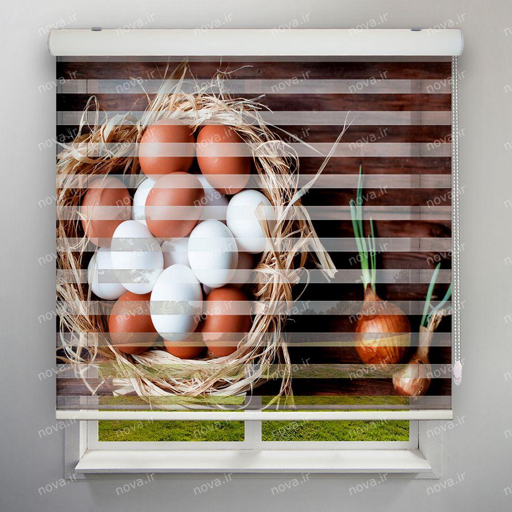 عکس محصول پرده زبرا تصویری طرح تخم مرغ کد FOD-16