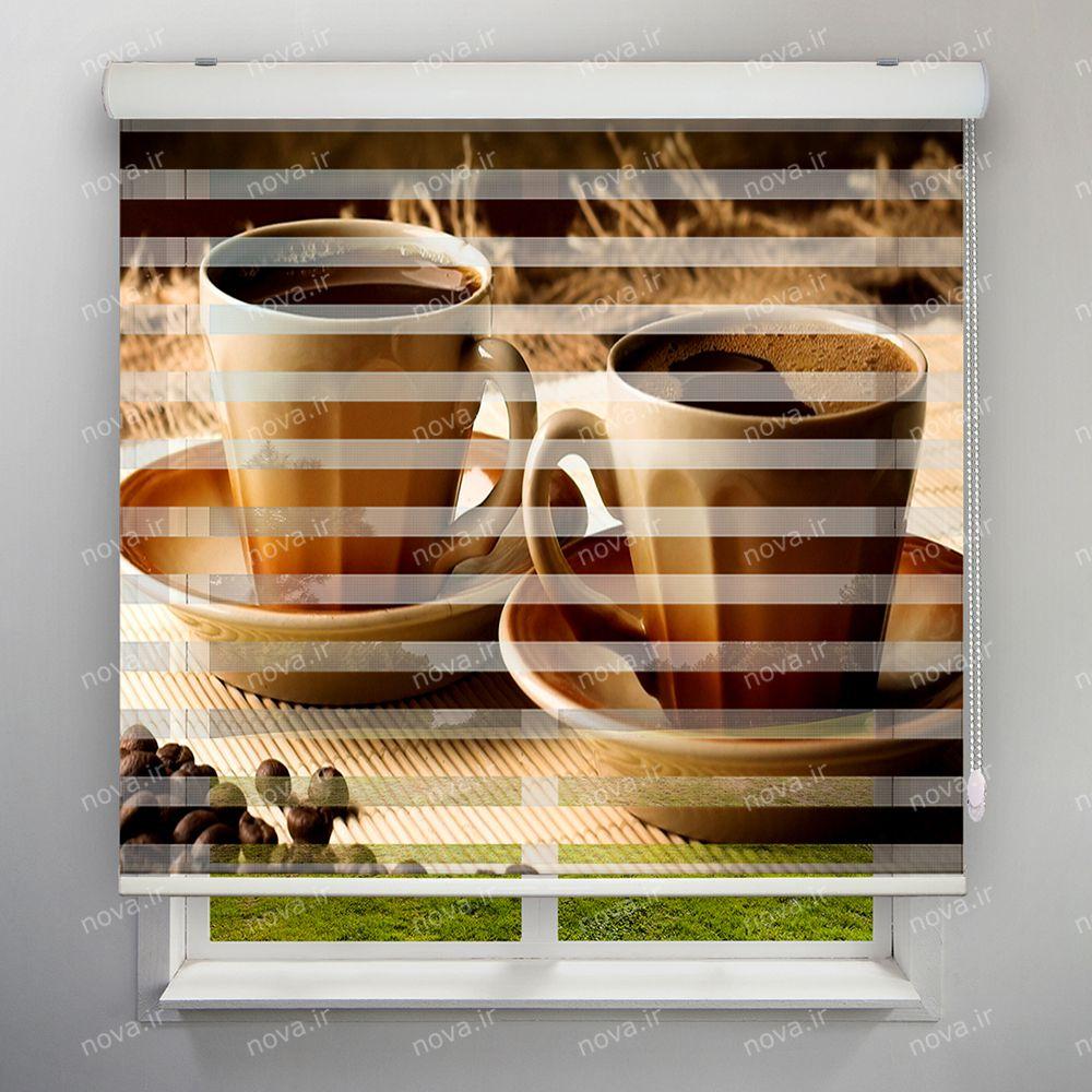 عکس محصول پرده زبرا تصویری طرح قهوه کد FOD-04