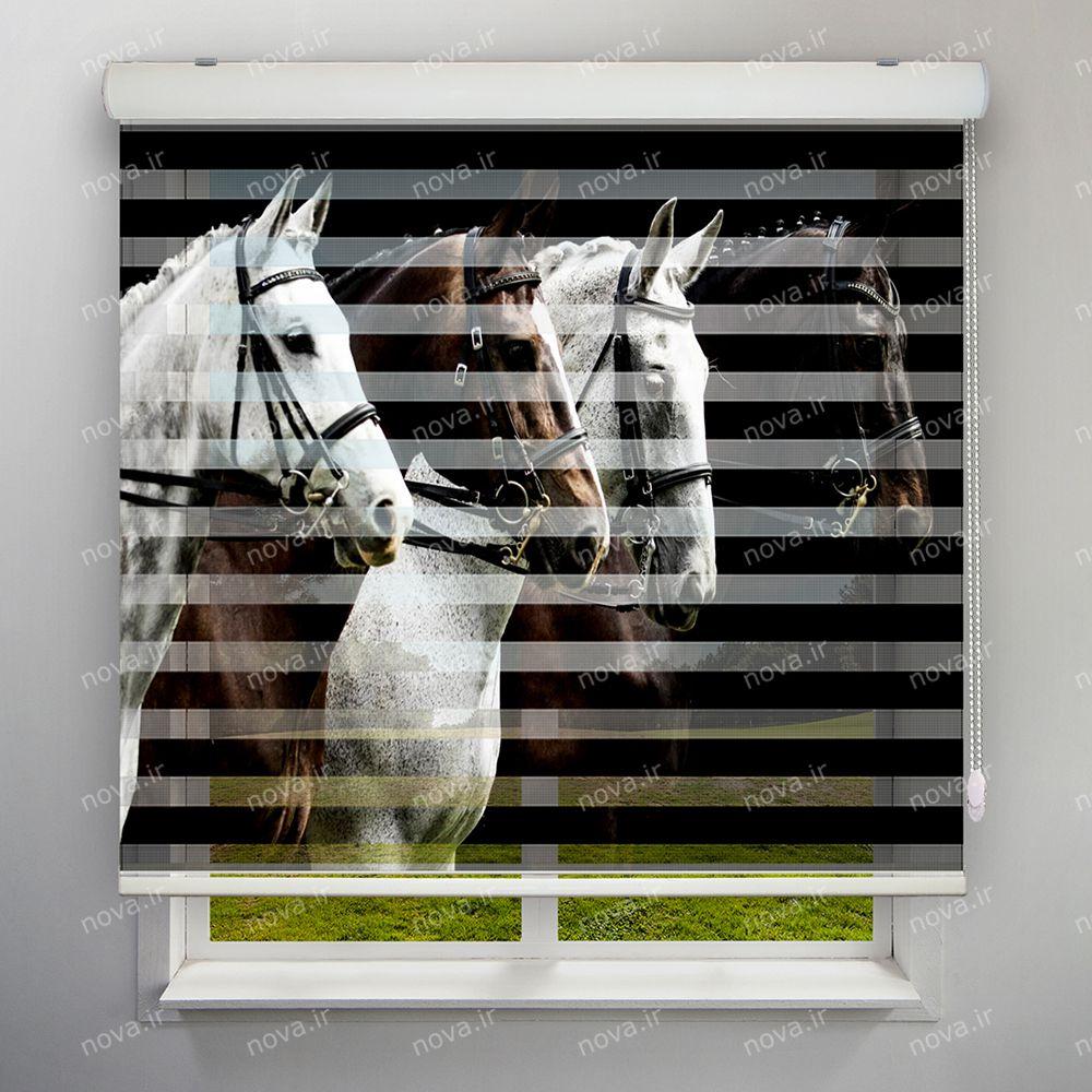 عکس محصول پرده زبرا تصویری طرح چهار اسب زیبا  کد ANM-01