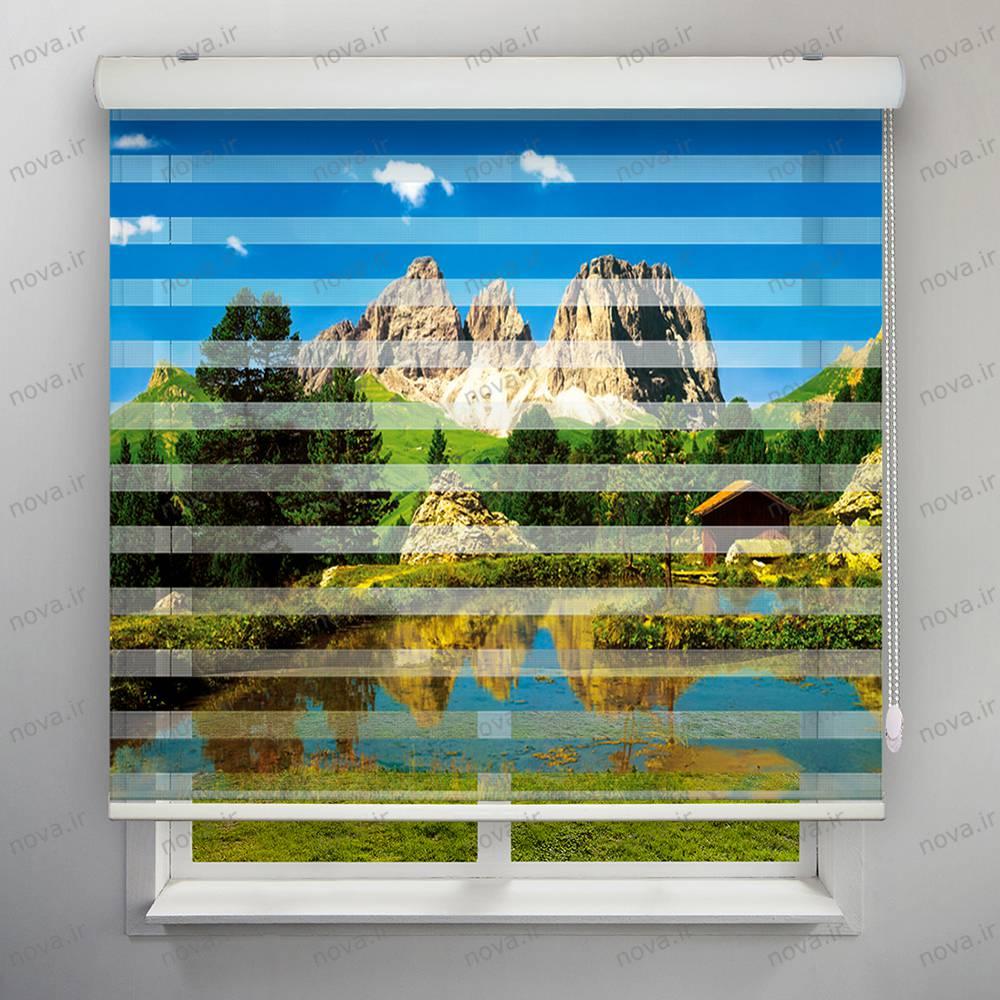 عکس محصول پرده زبرا تصویری طرح طبیعت کوه و دریاچه کد NAT-04