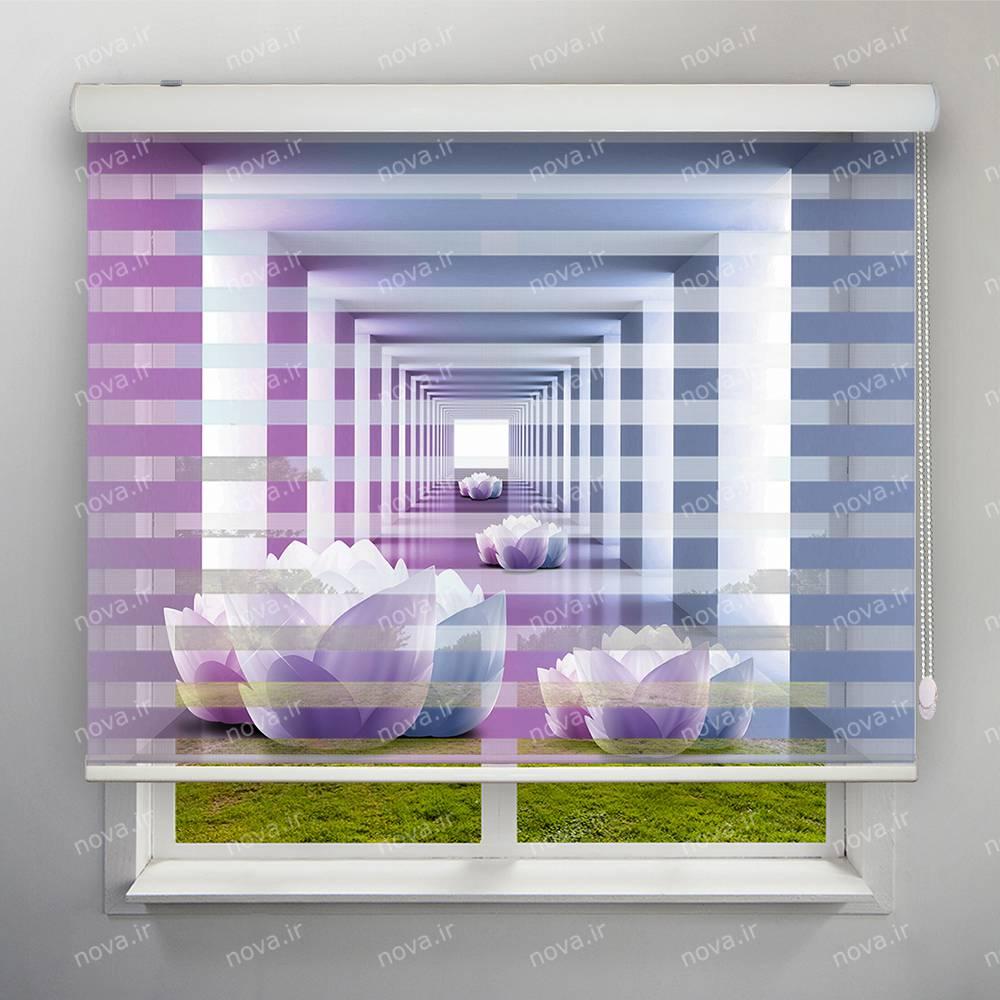 عکس محصول پرده زبرا تصویری طرح سه بعدی گل نبلوفر کد TRD-04