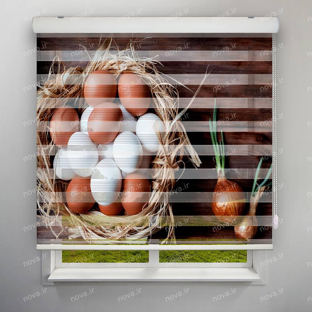 عکس محصول پرده زبرا پلیسه تصویری طرح تخم مرغ کد FOD-16
