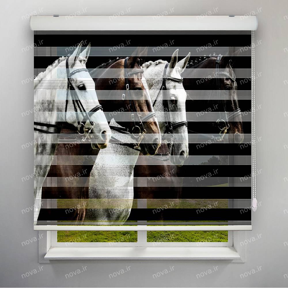 عکس محصول پرده زبرا پلیسه تصویری طرح چهار اسب زیبا  کد ANM-01