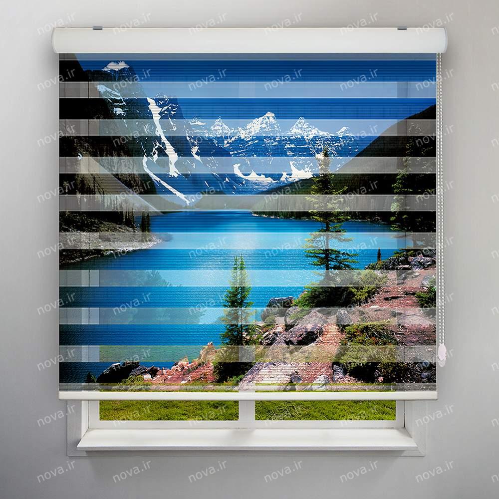 عکس محصول پرده زبرا پلیسه تصویری طرح طبیعت کوه و دریاچه کد NAT-01