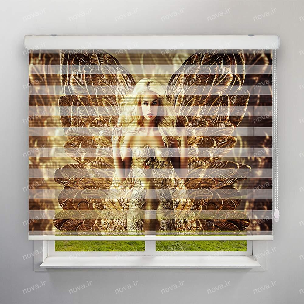 عکس محصول پرده زبرا پلیسه تصویری طرح سه بعدی فرشته طلایی کد TRD-07