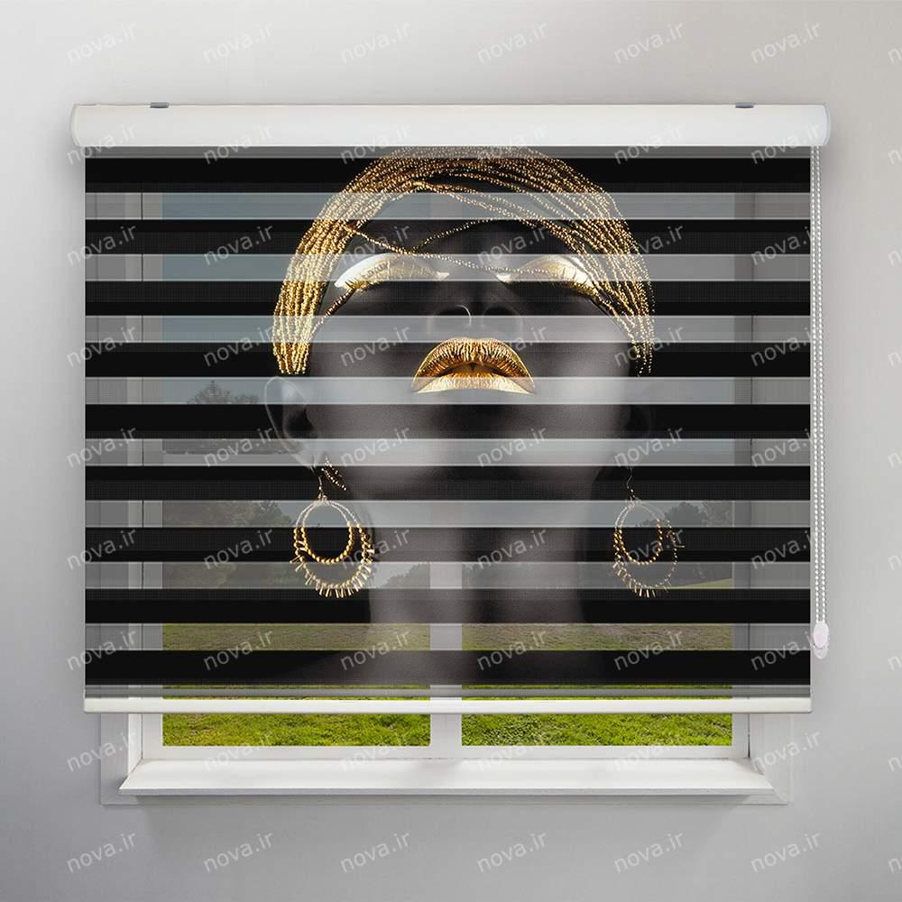 عکس محصول پرده زبرا پلیسه تصویری طرح چهره دختر آفریقایی کد FCE-12