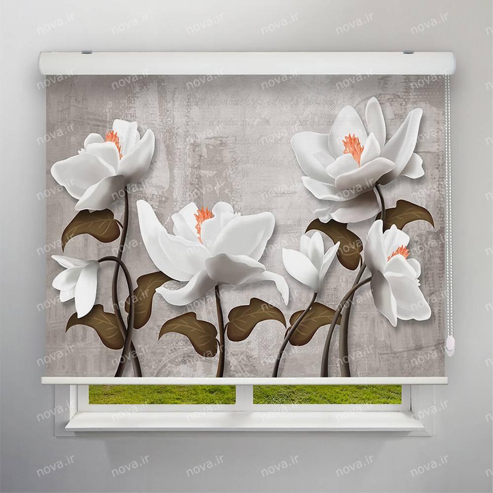 پرده شید تصویری طرح 3D گلهای زیبا کد FLW-23