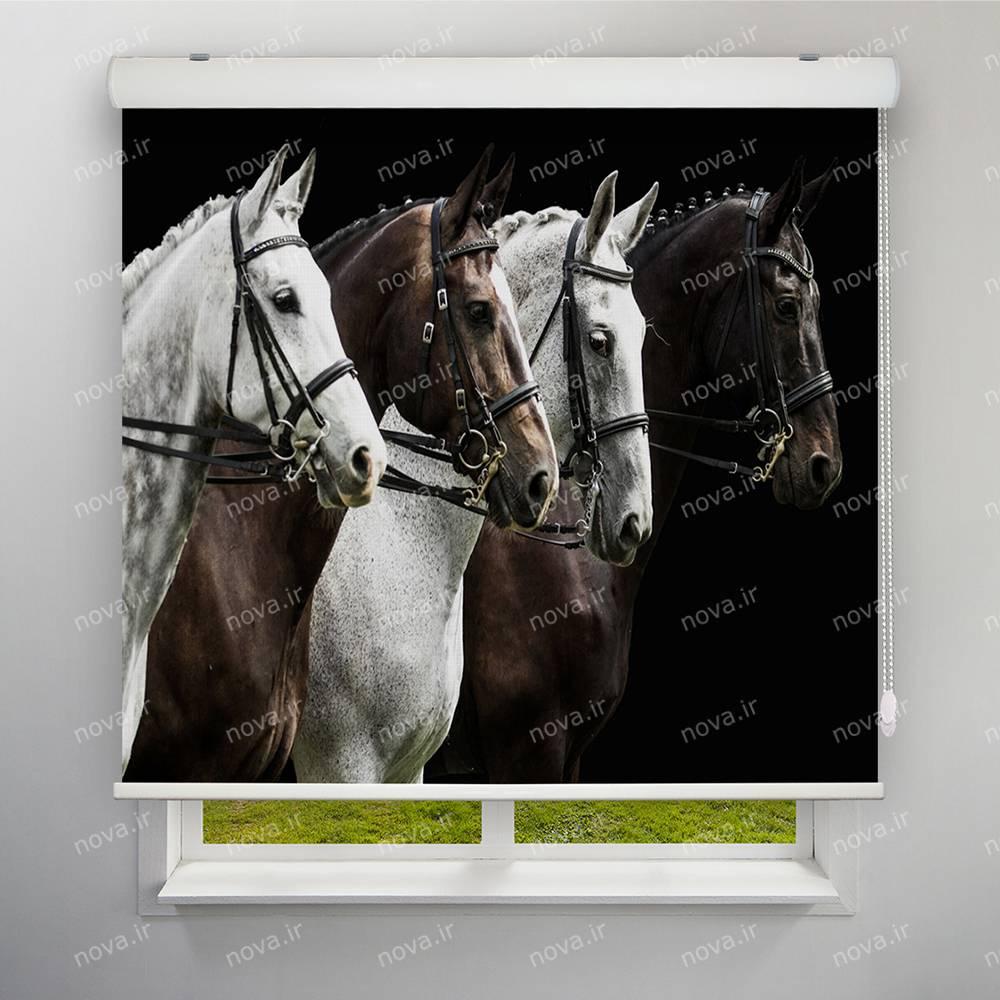 عکس محصول پرده شید تصویری طرح چهار اسب زیبا  کد ANM-01