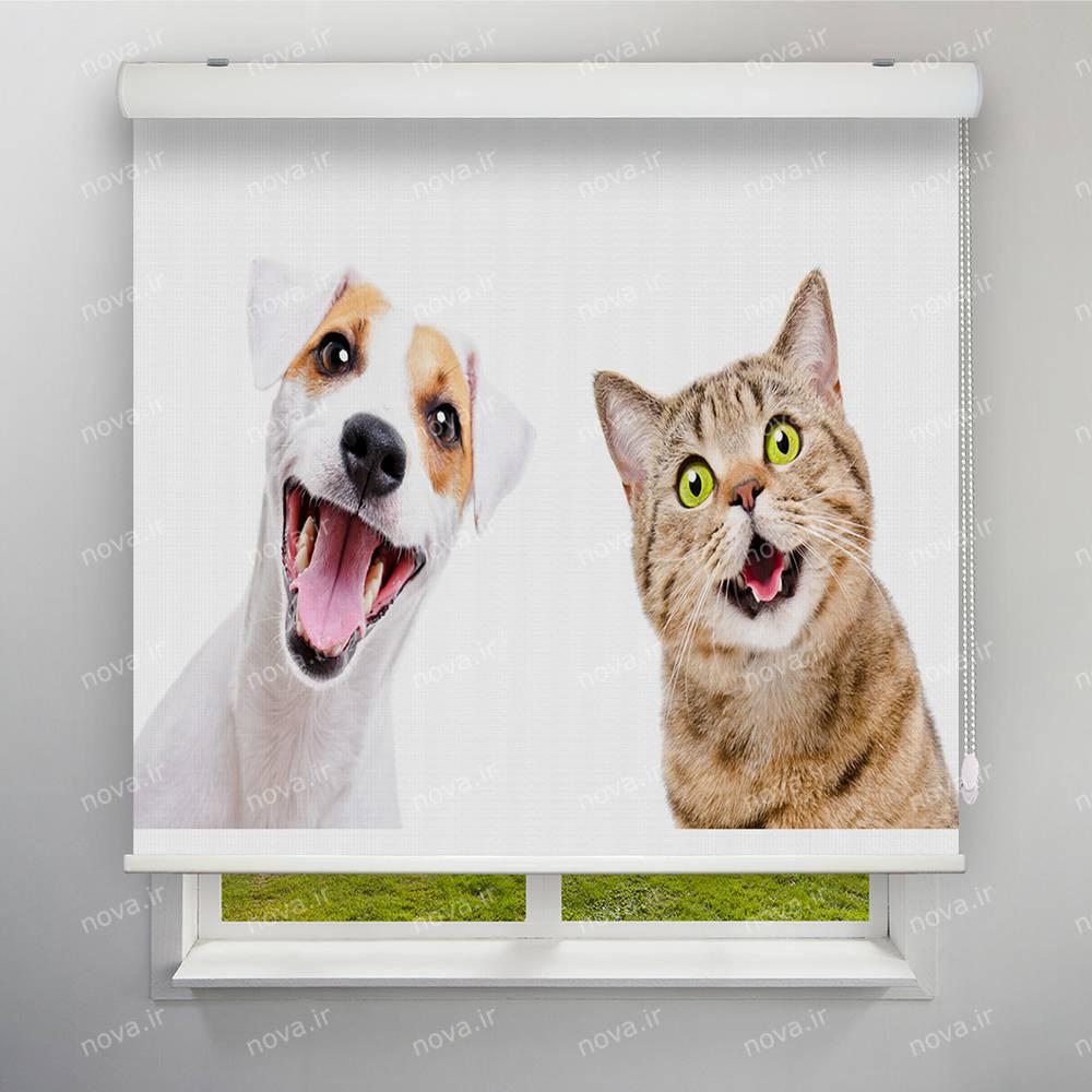 عکس محصول پرده شید تصویری طرح سگ و گربه کد ANM-06