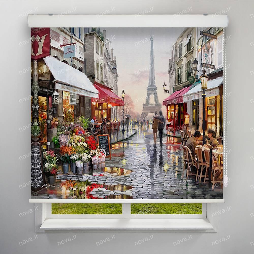 عکس محصول پرده شید تصویری طرح هنری شهر پاریس آبرنگی کد ART-14
