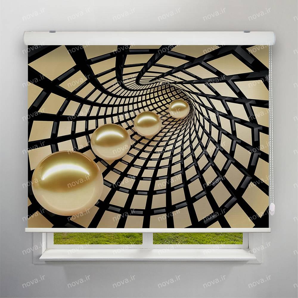 عکس محصول پرده شید تصویری طرح سه بعدی تونل و گوی طلایی کد TRD-02