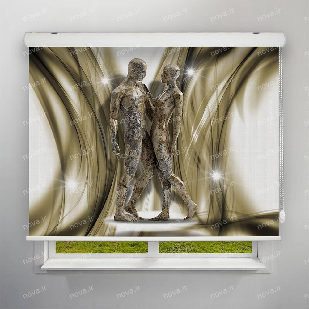 عکس محصول پرده شید تصویری طرح سه بعدی تندیس زن و مرد کد TRD-05