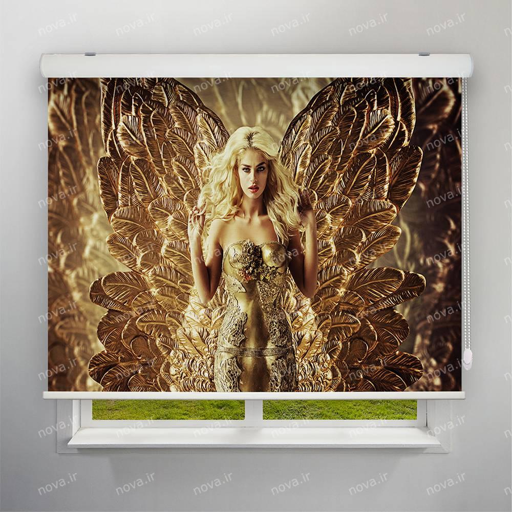 پرده شید تصویری طرح سه بعدی فرشته طلایی کد TRD-07