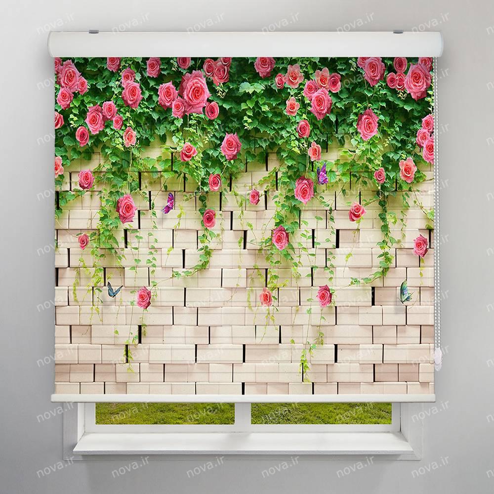 عکس محصول پرده سیلوئت تصویری طرح 3D دیوار و گل های رز کد FLW-26