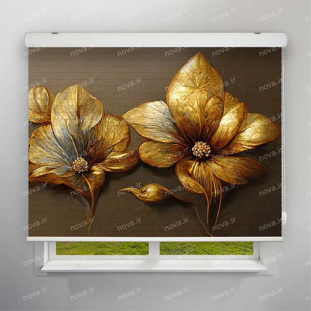 عکس محصول پرده سیلوئت تصویری طرح 4K گل طلایی کد FLW-02