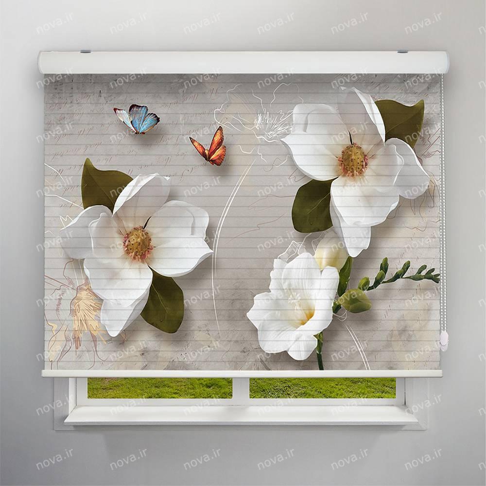 عکس محصول پرده سیلوئت تصویری طرح 3D گل و پروانه کد FLW-30