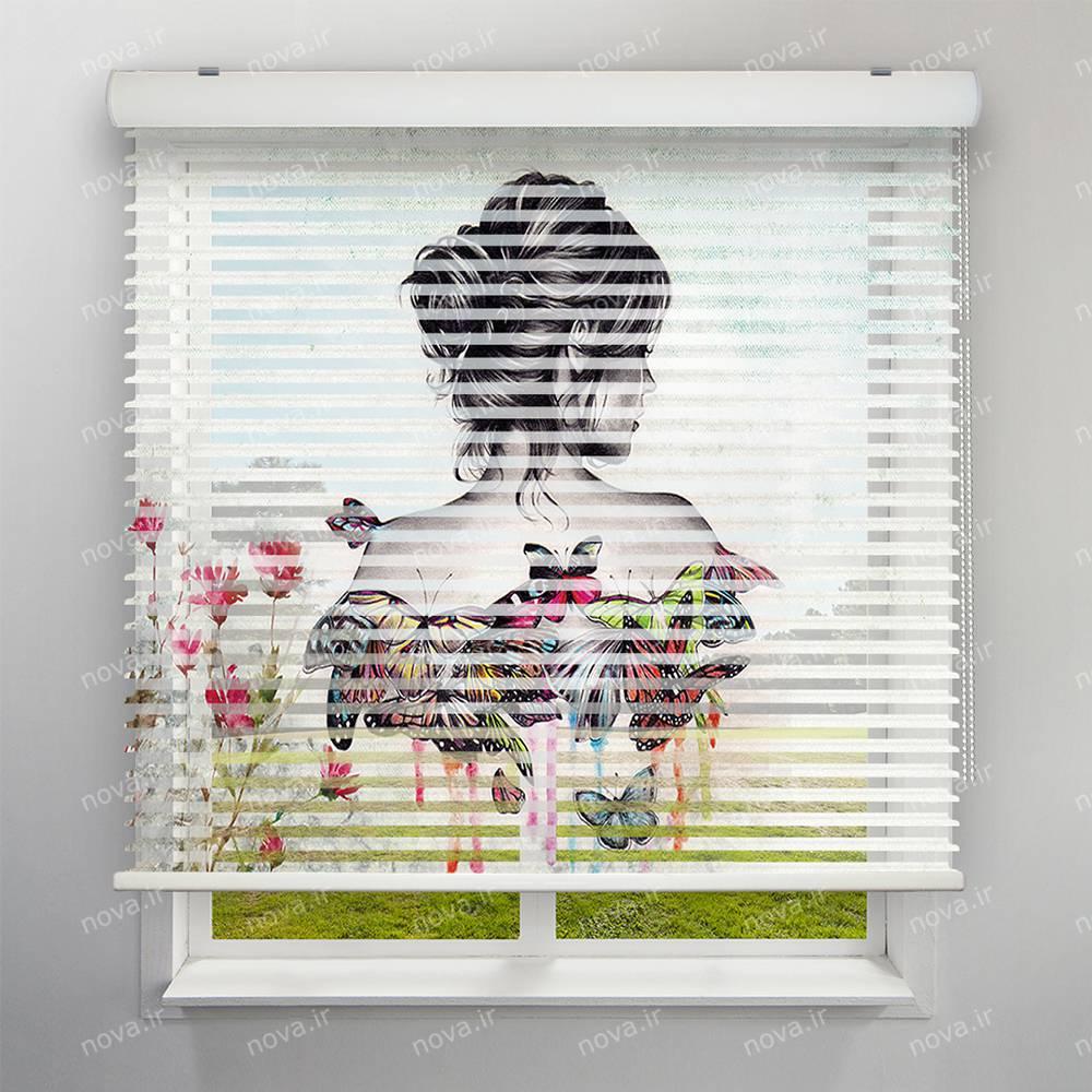عکس محصول پرده سیلوئت تصویری طرح هنری دختر و پروانه ها آبرنگی کد ART-05