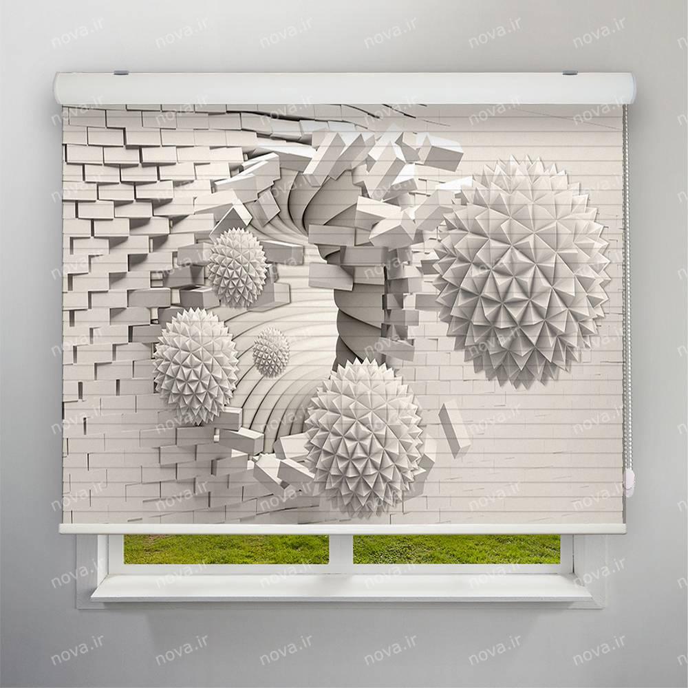 عکس محصول پرده سیلوئت تصویری طرح سه بعدی گوی و دیوار آجری کد TRD-15