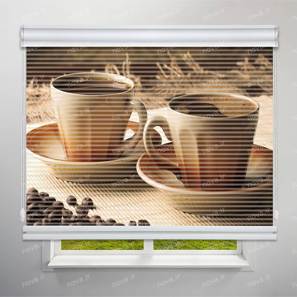 عکس محصول پرده شب و روز 1 سانتی تصویری طرح قهوه کد FOD-04