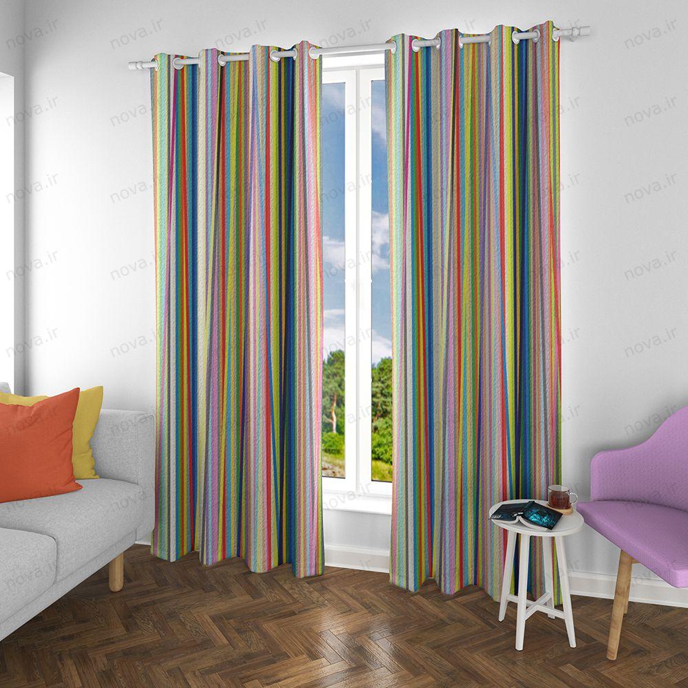 عکس محصول پرده پانچی مدرن طرح هفت رنگ کد PUN-106